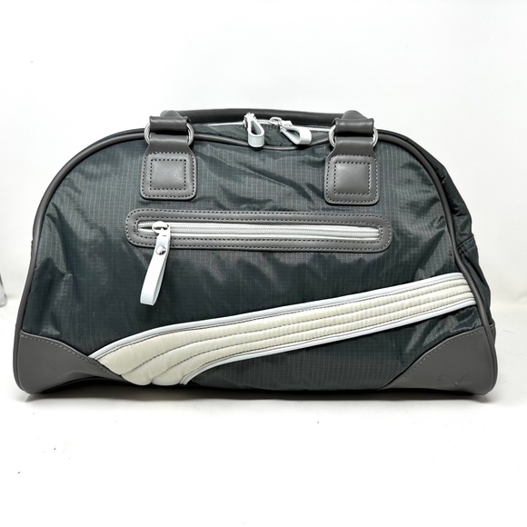Grey Puma Women's Duffle Bag/Purse Puma Stripe Large Shoulder Handles Super Cute - Picture 2 of 10